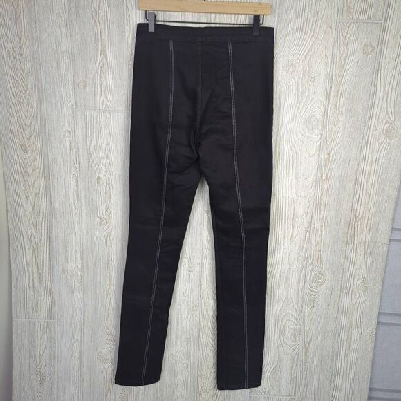 Zara Womens Size 8 Split Leg Denim Jeans Black Exposed Center Seams Zip Fly - Picture 2 of 9